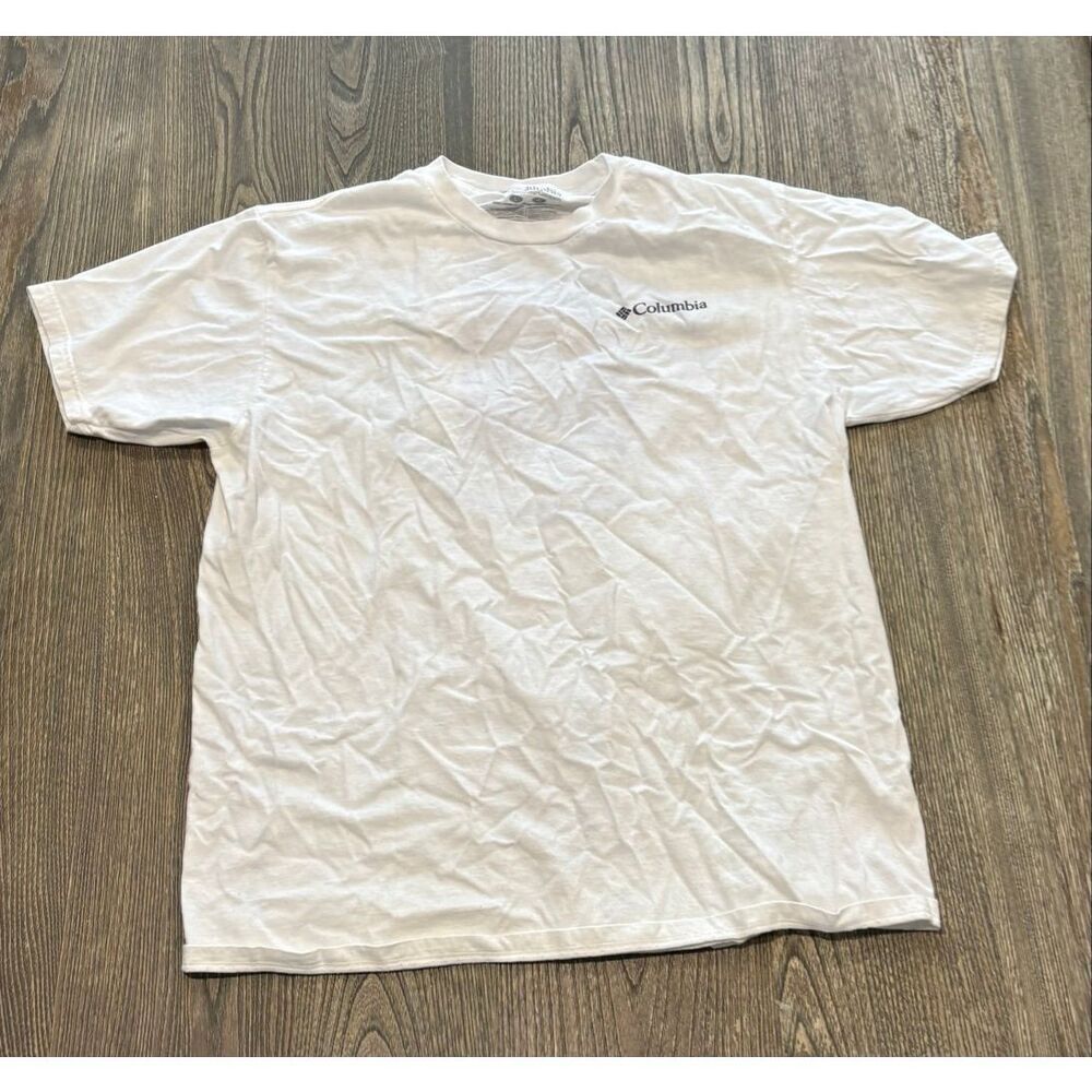 Columbia Mens Sportswear T-Shirt Short Sleeve Crewneck 100% Cotton White Size L